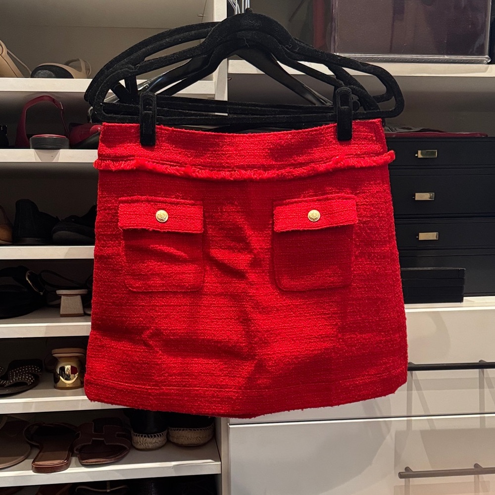 J.Crew Red tweed Mini Skirt 8